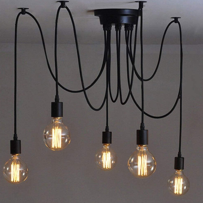 ARAÑA VINTAGE NEGRO CON 5 SOCKET 1.5M 1