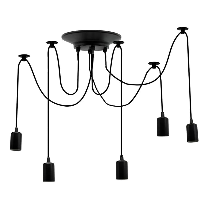 ARAÑA VINTAGE NEGRO CON 5 SOCKET 1.5M 1