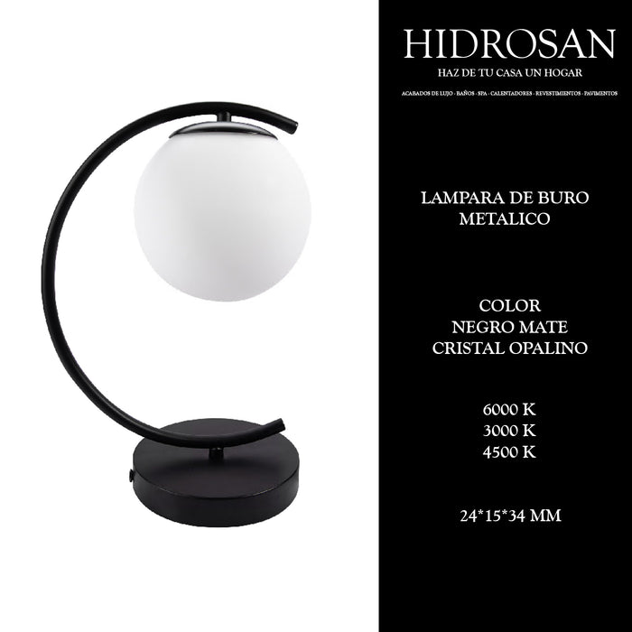 LAMPARA DE BURO METALICO NEGRO MATE Y CR