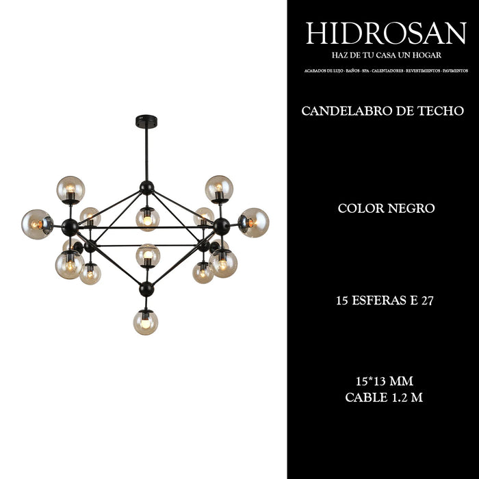CANDELABRO 15 ESFERAS DE TECHO E27 15*13