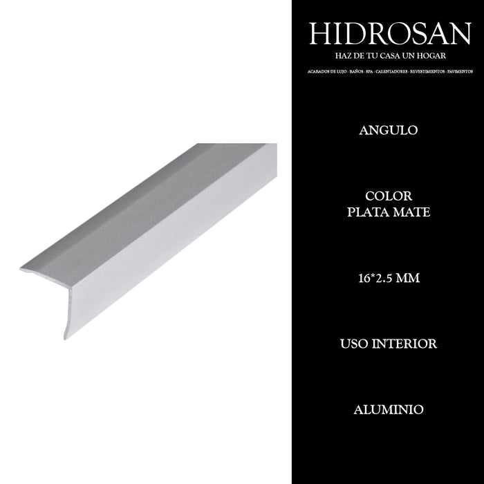 ANGULO  16MMX2.5ML PZA  PLATA MATE Tiles