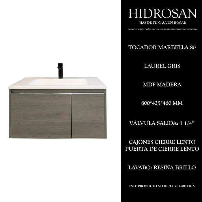 MARBELLA 80 TOCADOR C/LAVABO S/ESP 800X4