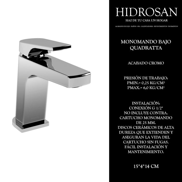 MONOMANDO BAJO DE LAVABO ACABADO CROMO.