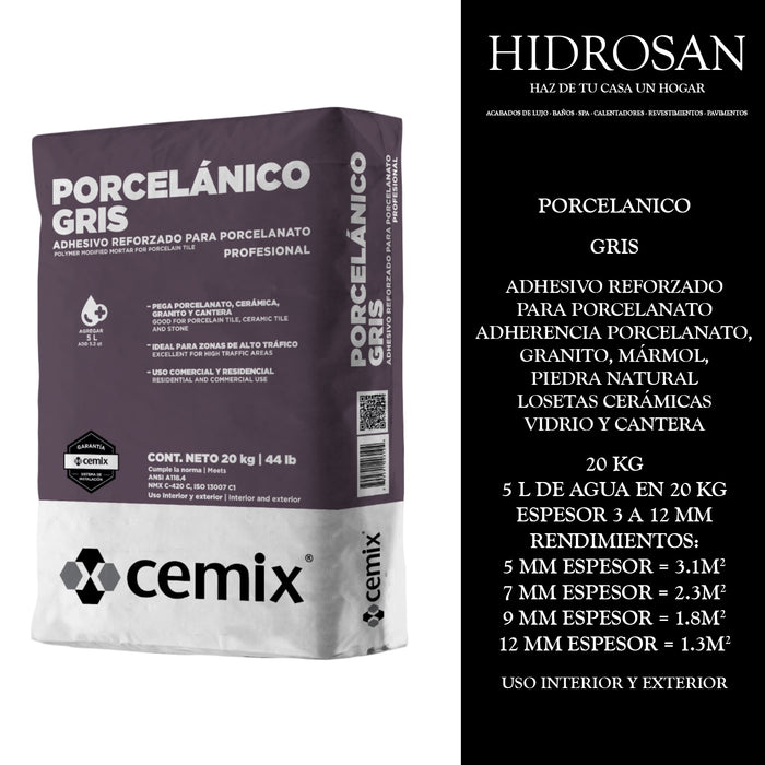 PORCELANICO GRIS MULTIUSOS 30166 CEM 20