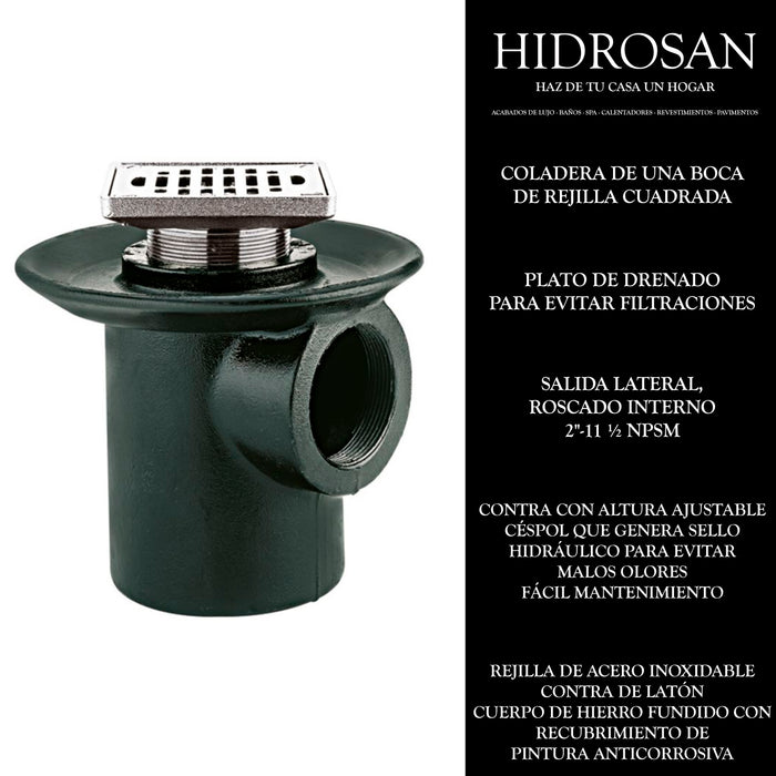 COLADERA REJILLA CUADRADA 1 BOCA