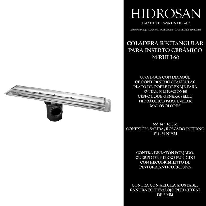 COLADERA DE CONTORNO RECTANGULAR DE 60CM