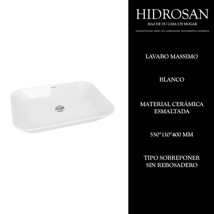 MASSIMO LAVABO RECTANGULAR 550X400X110 P