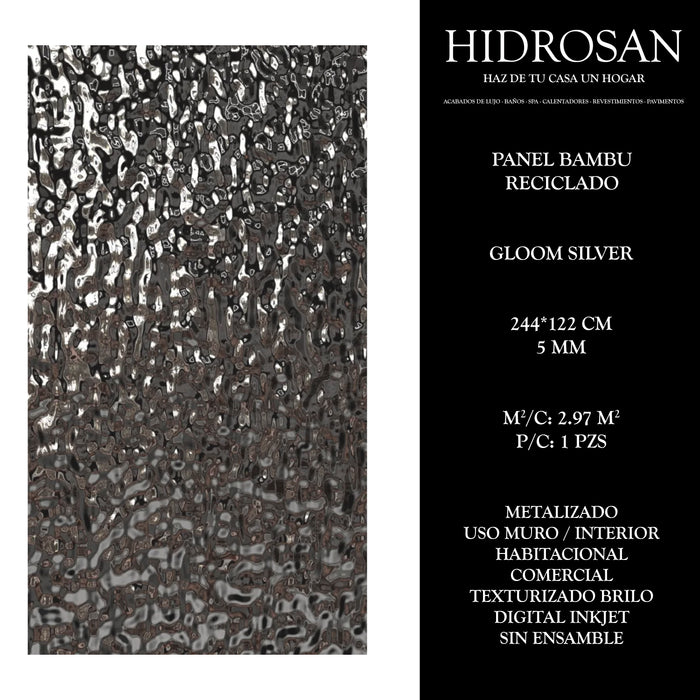 Gloom Silver BAMBÚ RECICLADO 122*244*.5