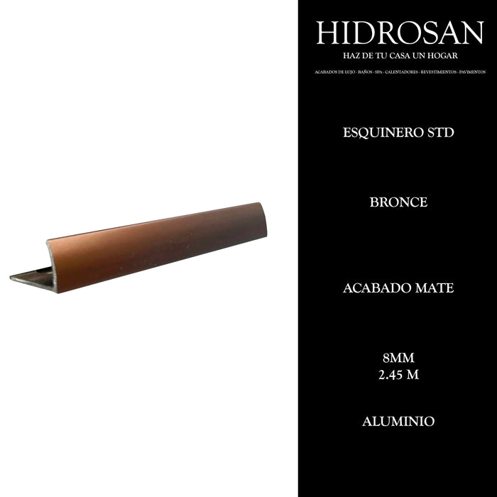 ESQUINERO STD 8MM 10 2.45 ALUMINIO BRONC
