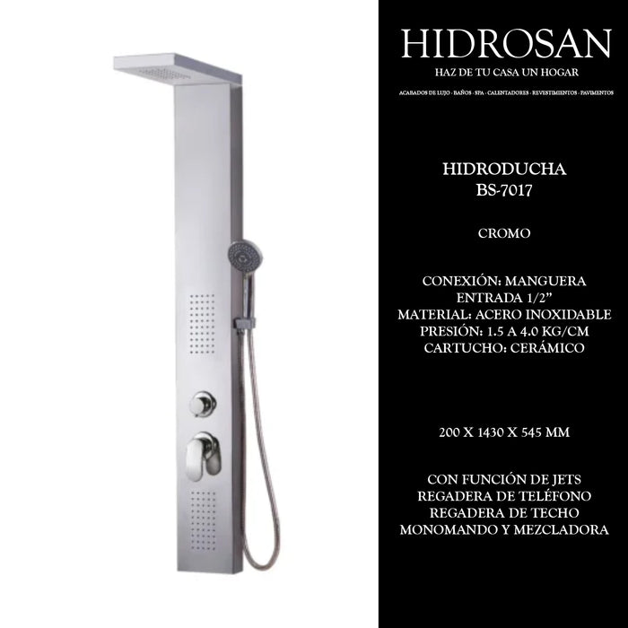 HIDRODUCHA CROMO BS-7017 PZ CST 200X1430