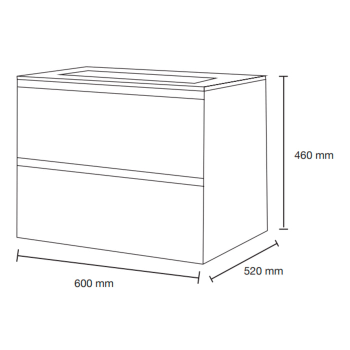 MERIDA 60 TOCADOR S/ESP C/LAV 600X460X52