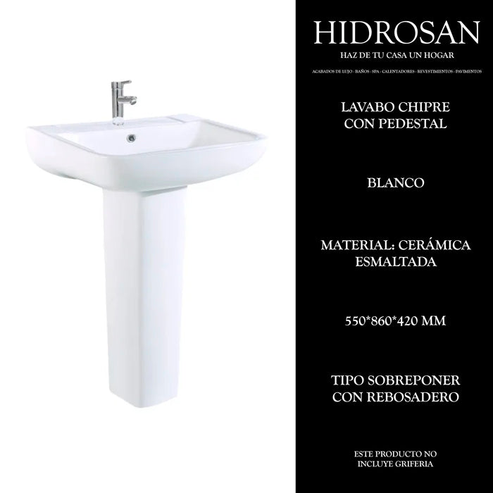 CHIPRE LAVABO CUADRADO PEDESTAL 550X860X