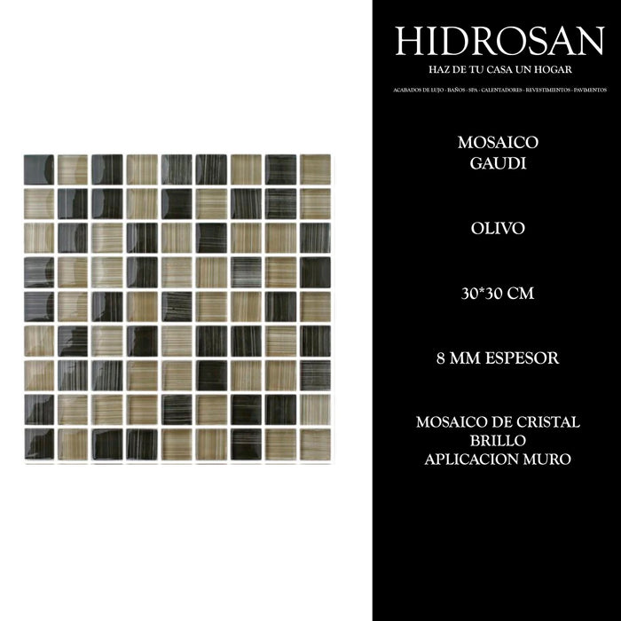 GAUDI DEC Mixto 8MM 30X30 OLIVO PZA CST