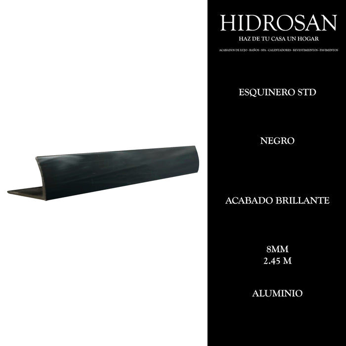 ESQUINERO STD 8MM 3 2.45 ALUMINIO NEGRO
