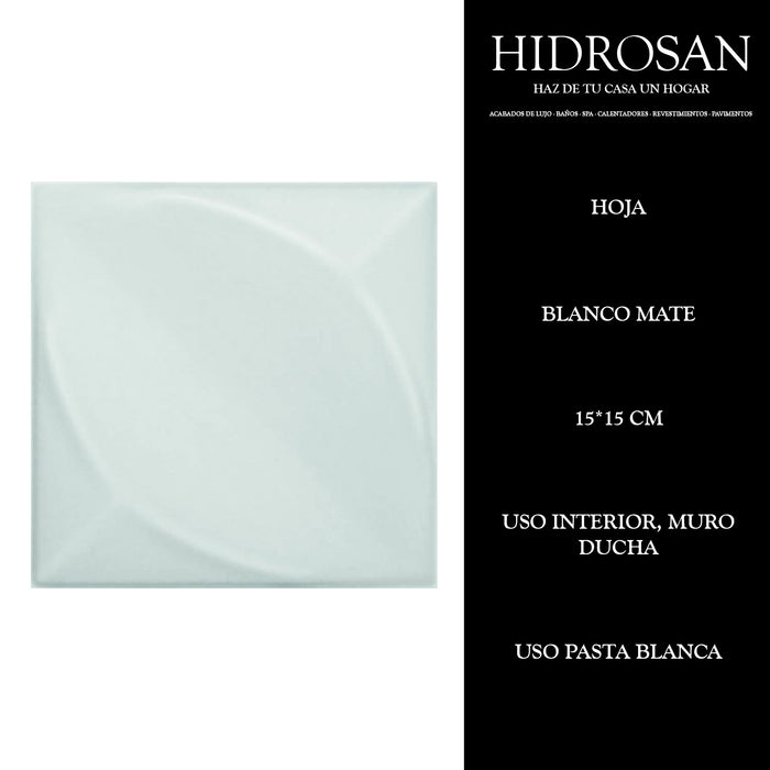 HOJA MATE RELIEVE 15x15 PZA  BLANCO Tile