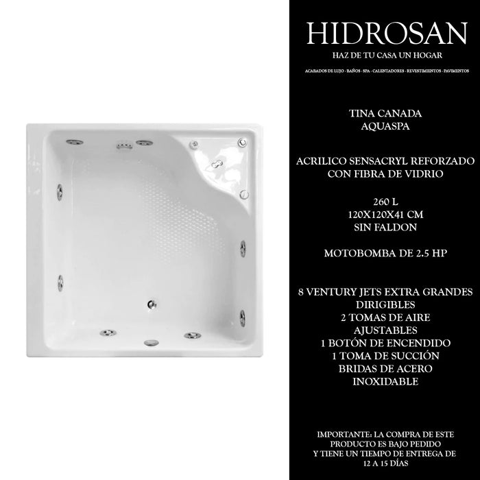 CANADA C/H 120X120X41 PZA AQUASPA