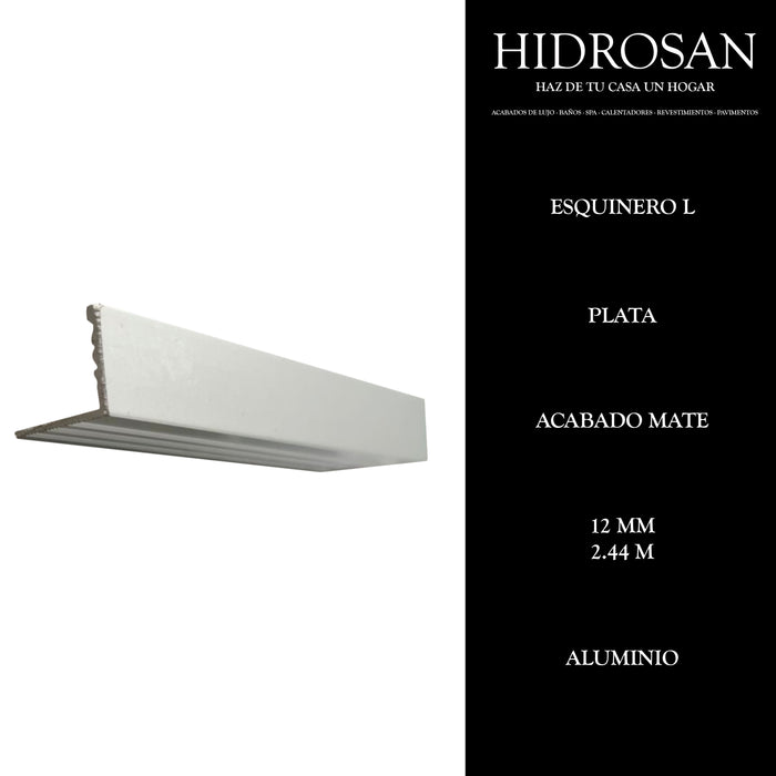 ESQUINERO L 12MM 29 2.44 ALUMINIO PLATA