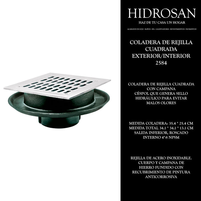 COLADERA DE REJILLA CUADRADA EXTERIOR/IN