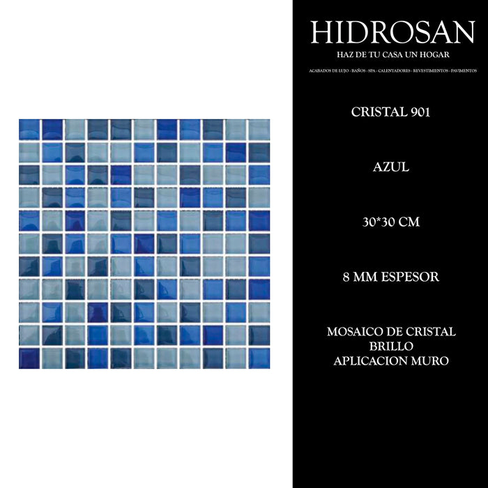 CRISTAL 901 Brillo 8MM 30X30 AZUL PZA CS