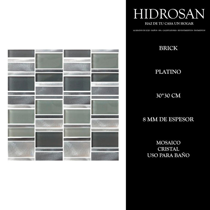 BRICK DEC Mixto 8MM 30X30 PLATINO PZA CS