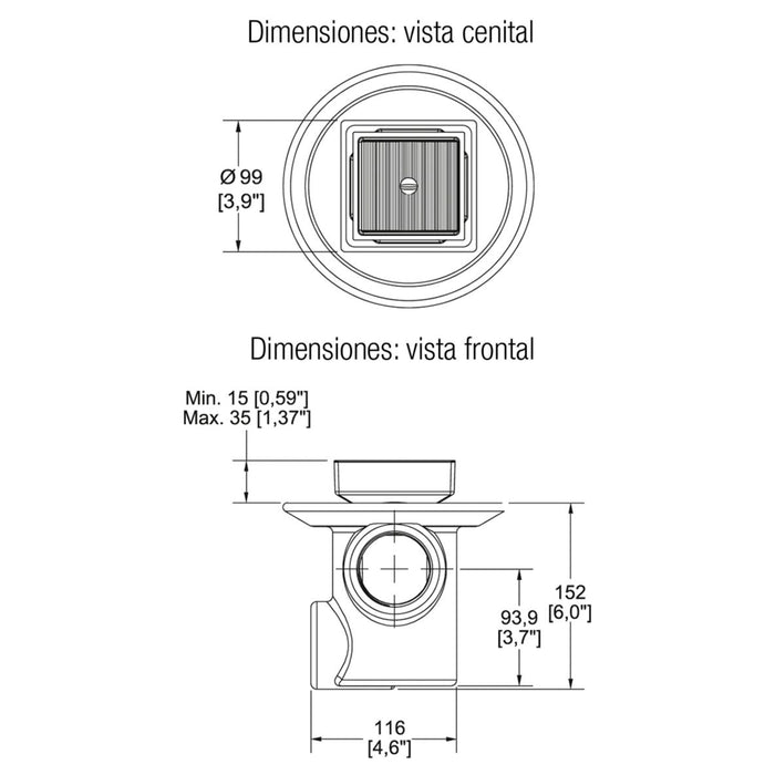 COLADERA DE CONTORNO CUADRADA PARA INSER