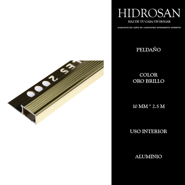 PELDAÑO  10MMX2.5M PZA  ORO BRILLO Tiles