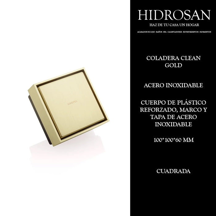 COLADERA CLEAN CUADRADA 10X10 GOLD 90.50