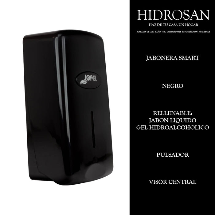 JABONERA SMART RELLENABLE NEGRA LOGO JOF