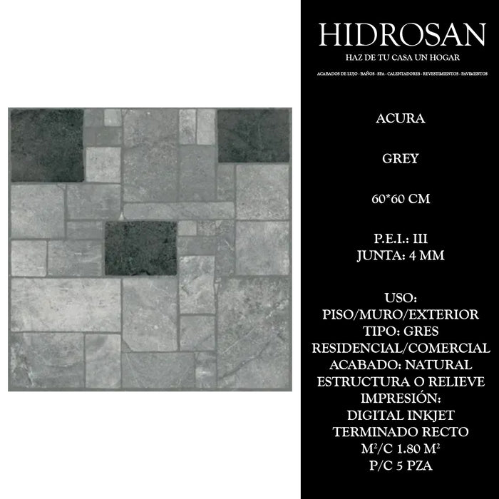 ACURA GREY G N TR AT DI(MX 60X60 5P 1.80
