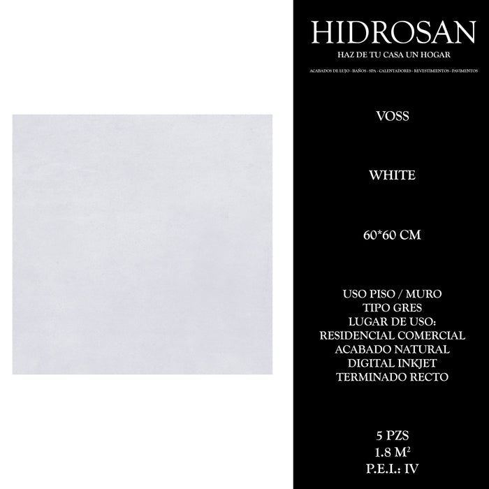 VOSS WHITE GRES REC 60X60 5P 1.80 CJA CN
