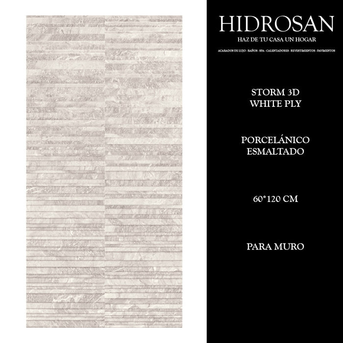 STORM WHITE PLY PORCELANICO 3D 60X120 1.