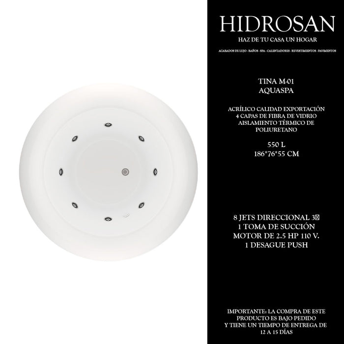 M-01 CON HIDROMASAJE C/H 1086*76*55 PZA