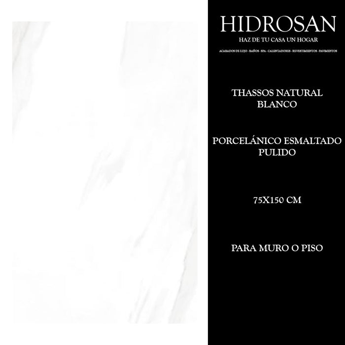 THASSOS BLANCO PORCELANICO 75x150 1.13 C