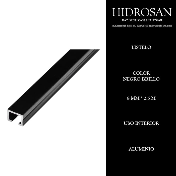 LISTELOS  8MMX2.5ML PZA  NEGRO BRILLO Ti