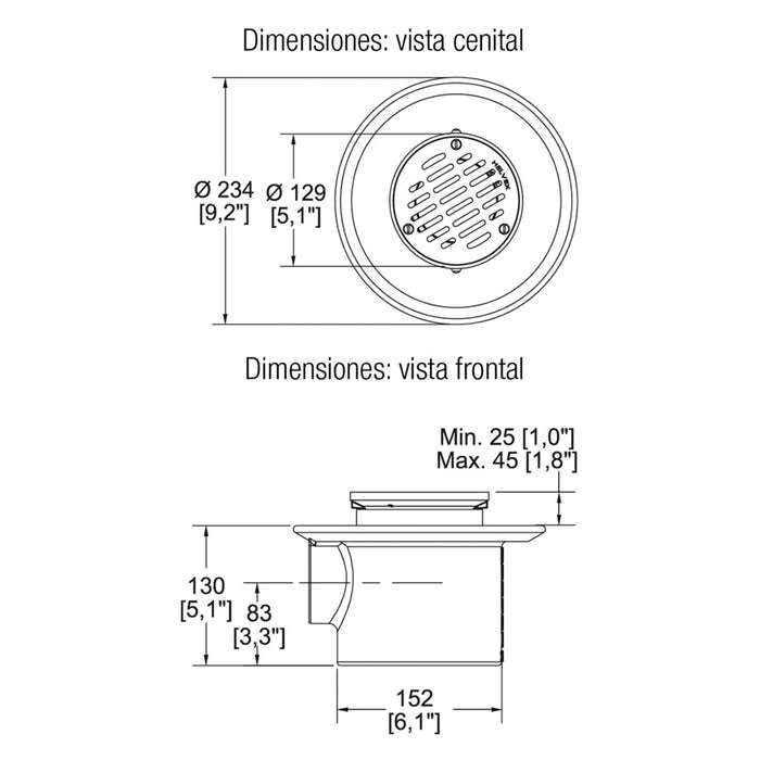 COLADERA DE REJILLA REDONDA UNA BOCA. AC