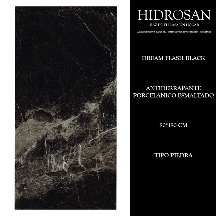 DREAM FLASH BLACK BLACK PORCELANICO 80X1