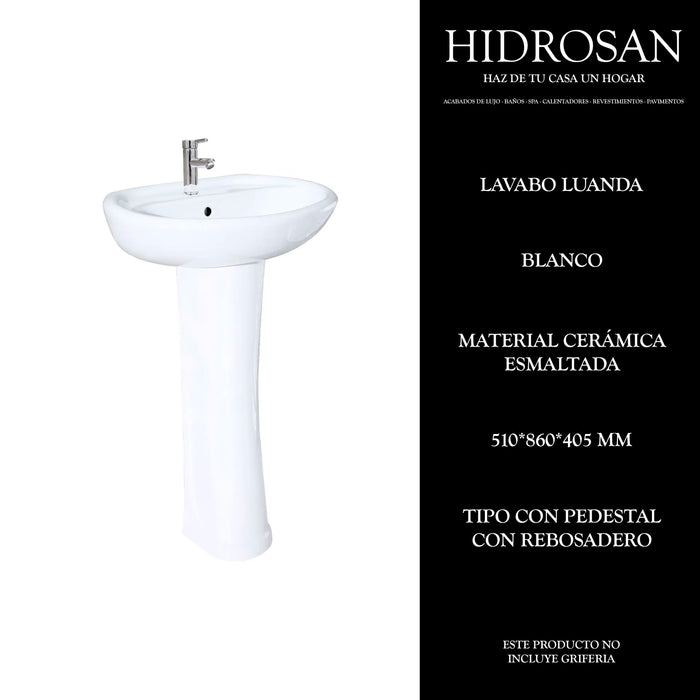 LUANDA LAVABO CUADRADO PEDESTAL 510X860X