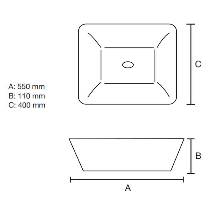 MASSIMO LAVABO RECTANGULAR 550X400X110 P
