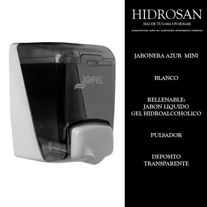 JABONERA AZUR MINI RELLENABLE BLANCA LOG