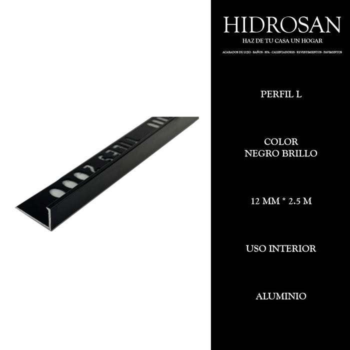 PERFIL L  12MMX2.5ML PZA  NEGRO BRILLO T