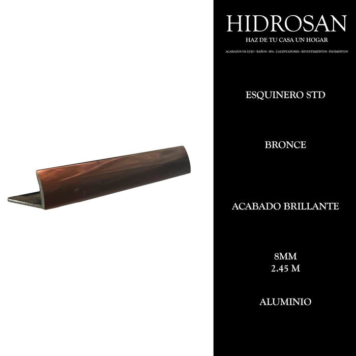 ESQUINERO STD 8MM 11 2.45 ALUMINIO BRONC