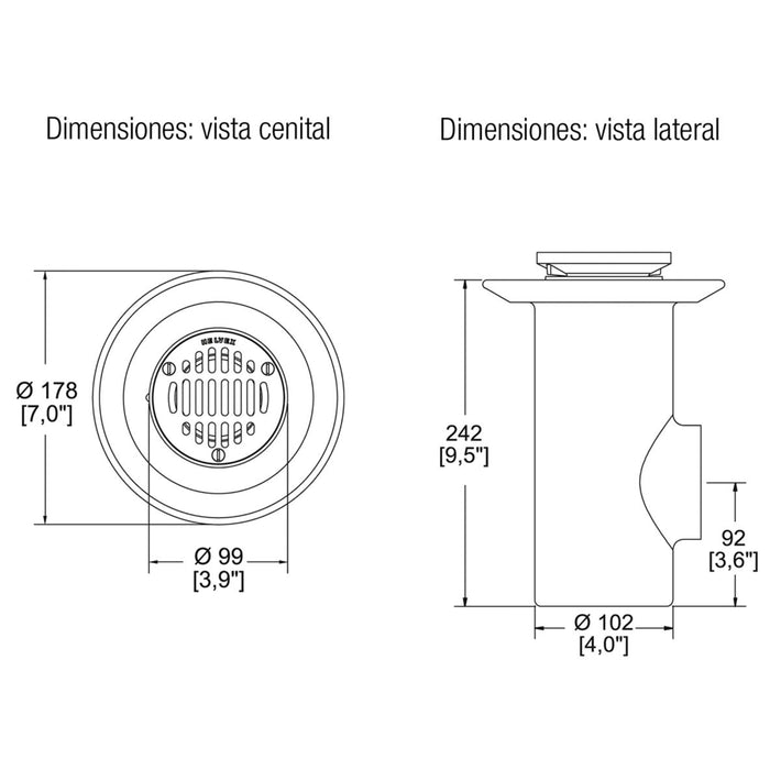 COLADERA ALTA DE REJILLA DE UNA BOCA HX