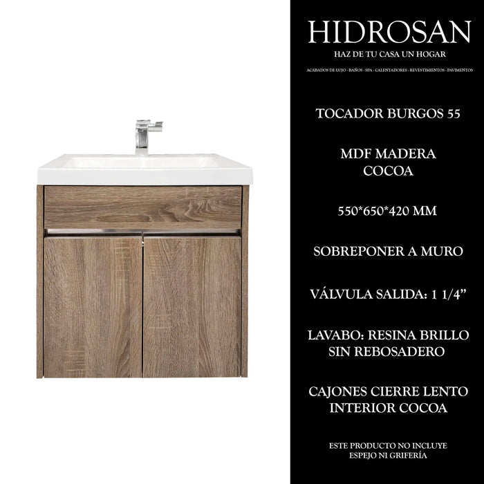 BURGOS 55 TOCADOR C/LAV S/ESP 550X650X42
