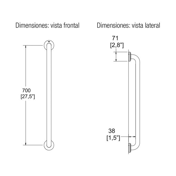 BARRA SEG RECTA 700MM CCHAP AI