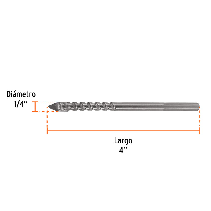 BROCA PARA VIDRIO Y AZULEJO  ¼  BVI-1/4X