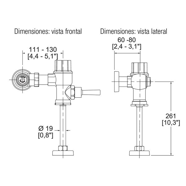 FLUXOMETRO MANIJA MING 19MM MANIJA 3L