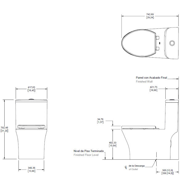 INODORO ONE PIECE RIVOLI PLUS WC T-O C/ASTO