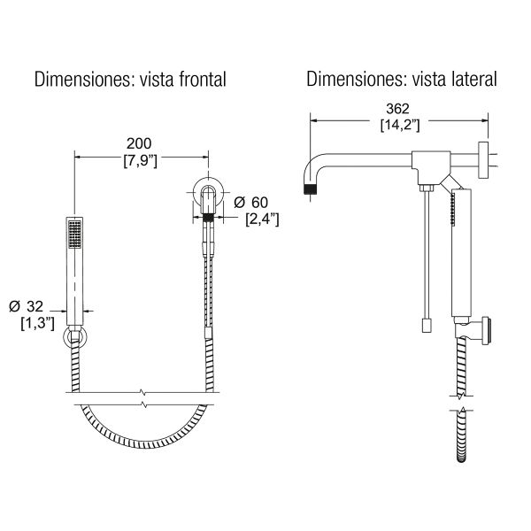 REGADERA MANUAL C/DESV BRAZO ANGULAR