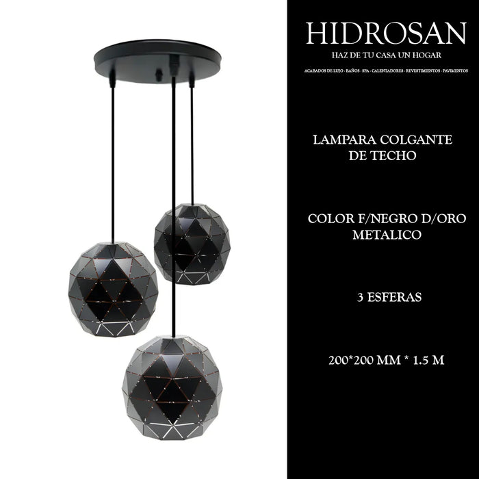 LAMPARA COLGANTE DE TECHO 3 ESFERAS META