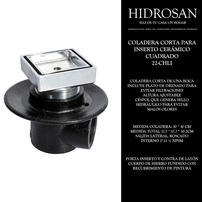 COLADERA CORTA DE CONTORNO CUADRADA PARA